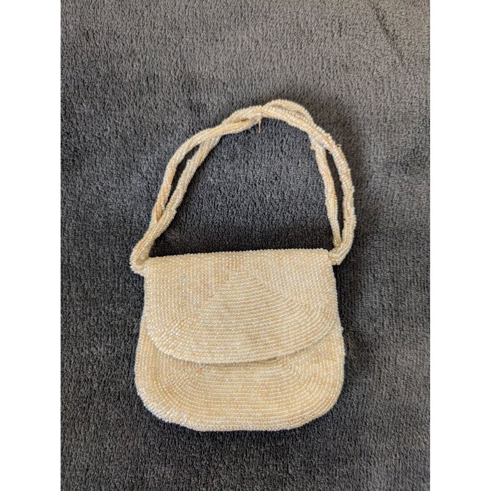Vintage Midcentury Richere Bag by Walborg Japan Mini Cream Beaded Handbag